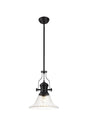 Munro 1 Light Multi Height Pendant E27 With 30cm Bell Glass Shade, Matt Black/Clear
