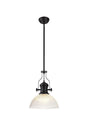 Munro 1 Light Multi Height Pendant E27 With 38cm Dome Glass Shade, Matt Black/Clear