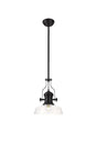 Munro 1 Light Multi Height Pendant E27 With 30cm Flat Round Glass Shade, Matt Black/Clear