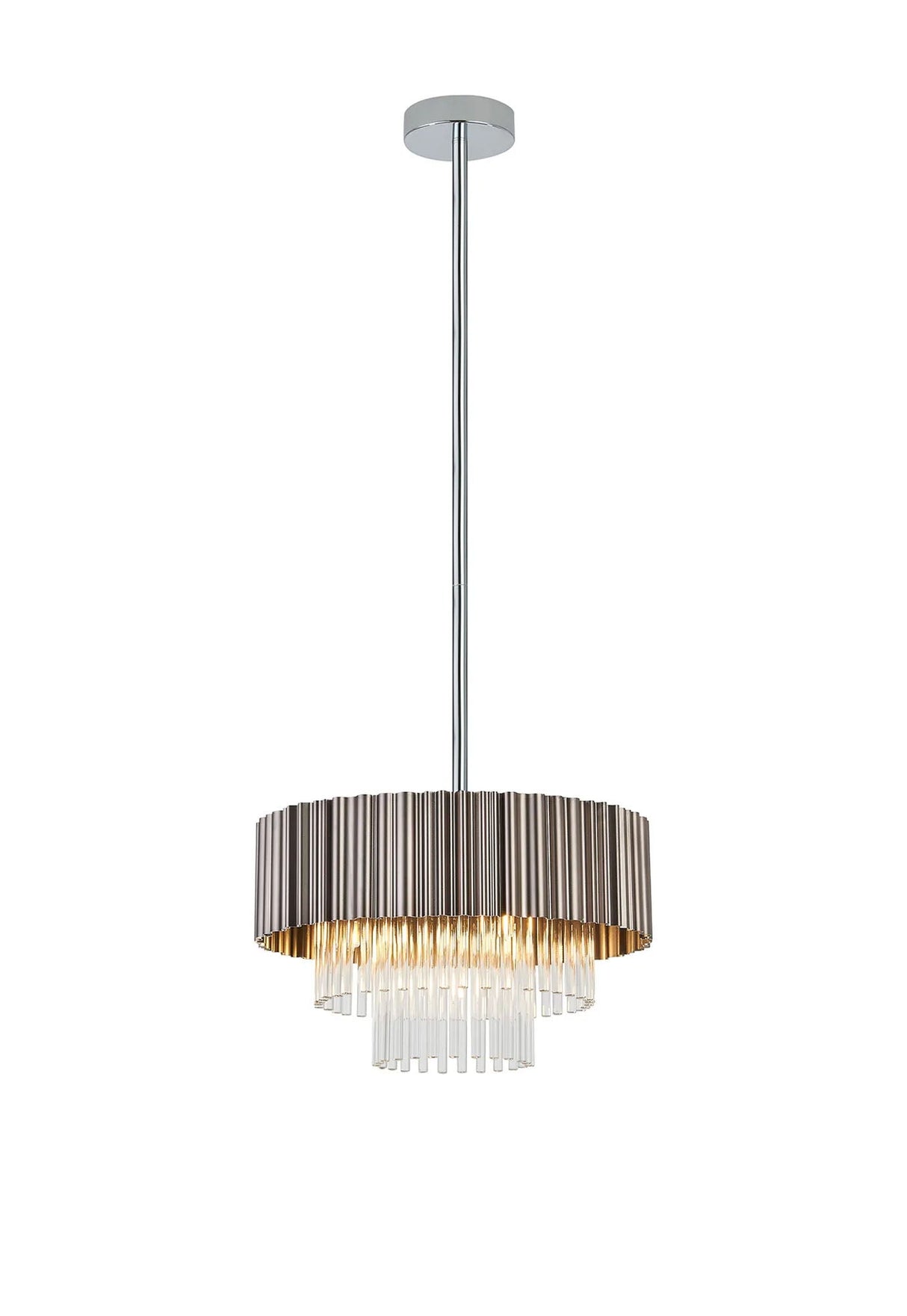 Neal Fixed Pendant, 4 Light G9, Oxidised Grey/Polished Chrome/Clear Glass