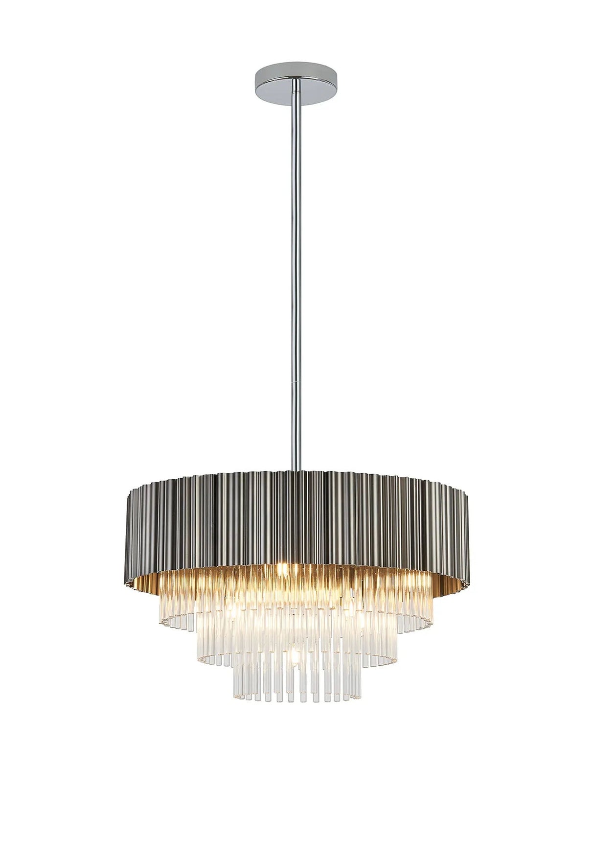 Neal Fixed Pendant, 9 Light G9, Oxidised Grey/Polished Chrome/Clear Glass