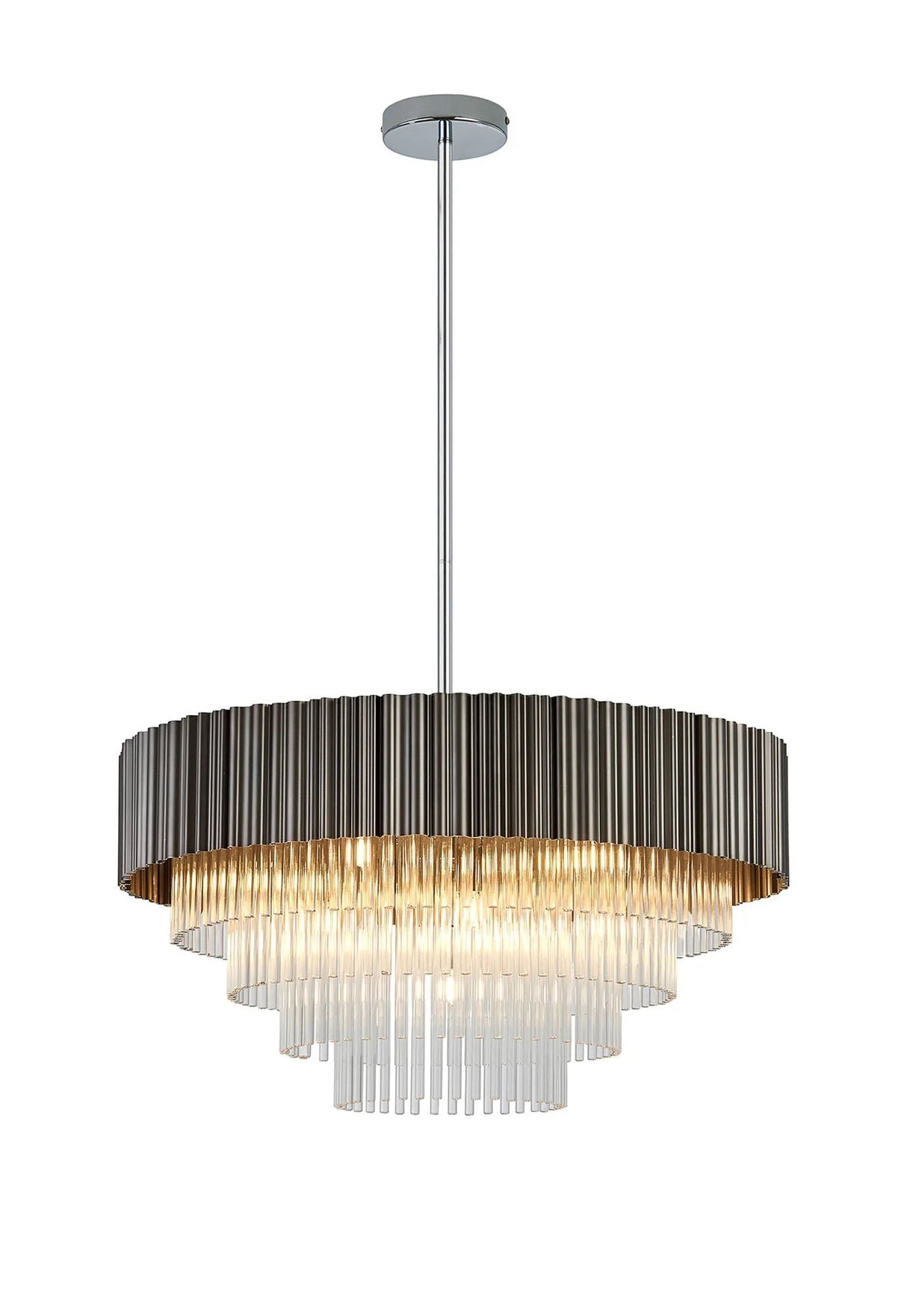 Neal Fixed Pendant, 11 Light G9, Oxidised Grey/Polished Chrome/Clear Glass