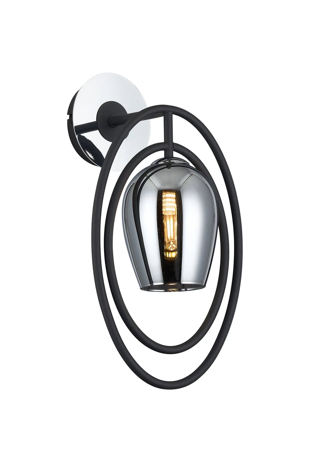 Newton Oval Wall Lamp Switched, 1 Light G9, Grey/Polished Chrome/Chrome Wine Glass