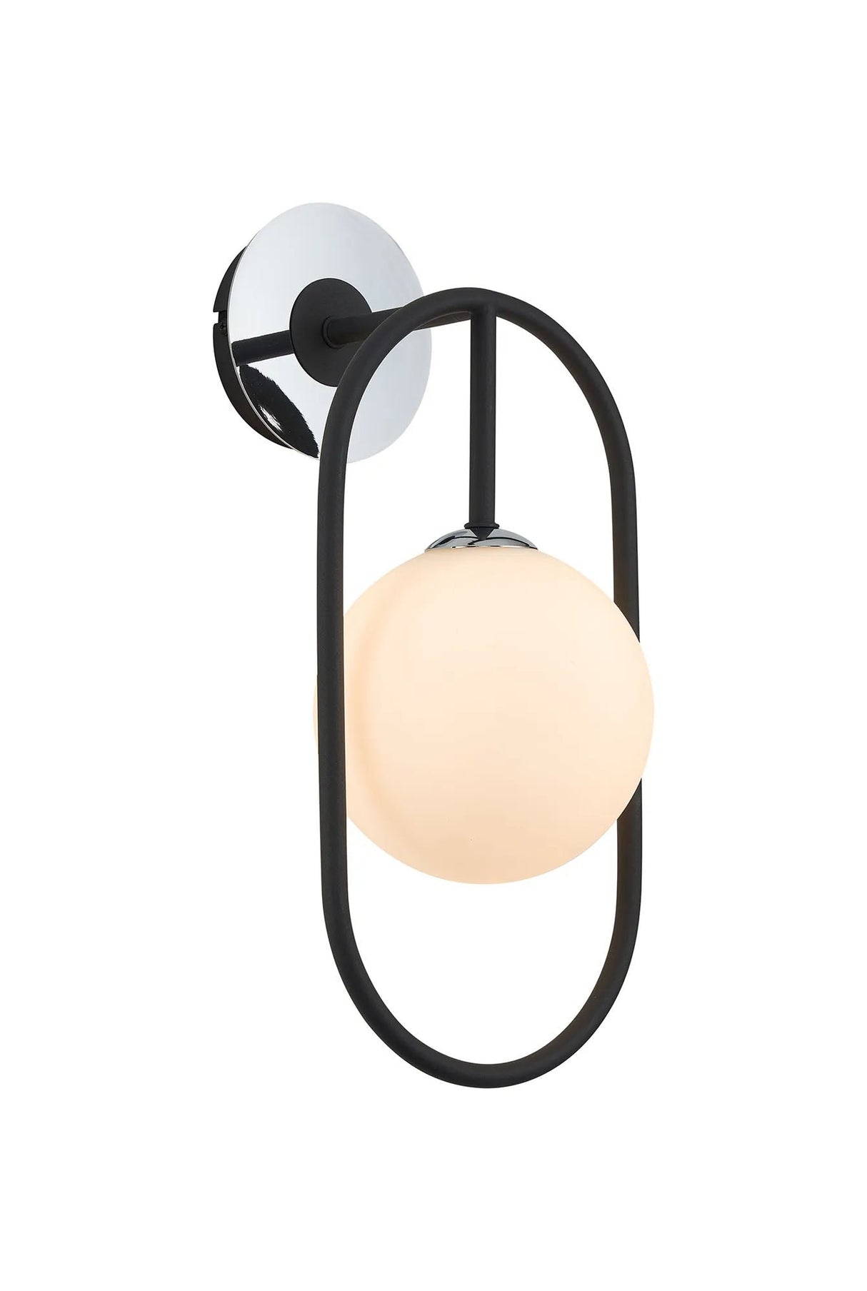 Newton Oblong Wall Lamp Switched, 1 Light G9, Grey/Polished Chrome/Opal Globe Glass