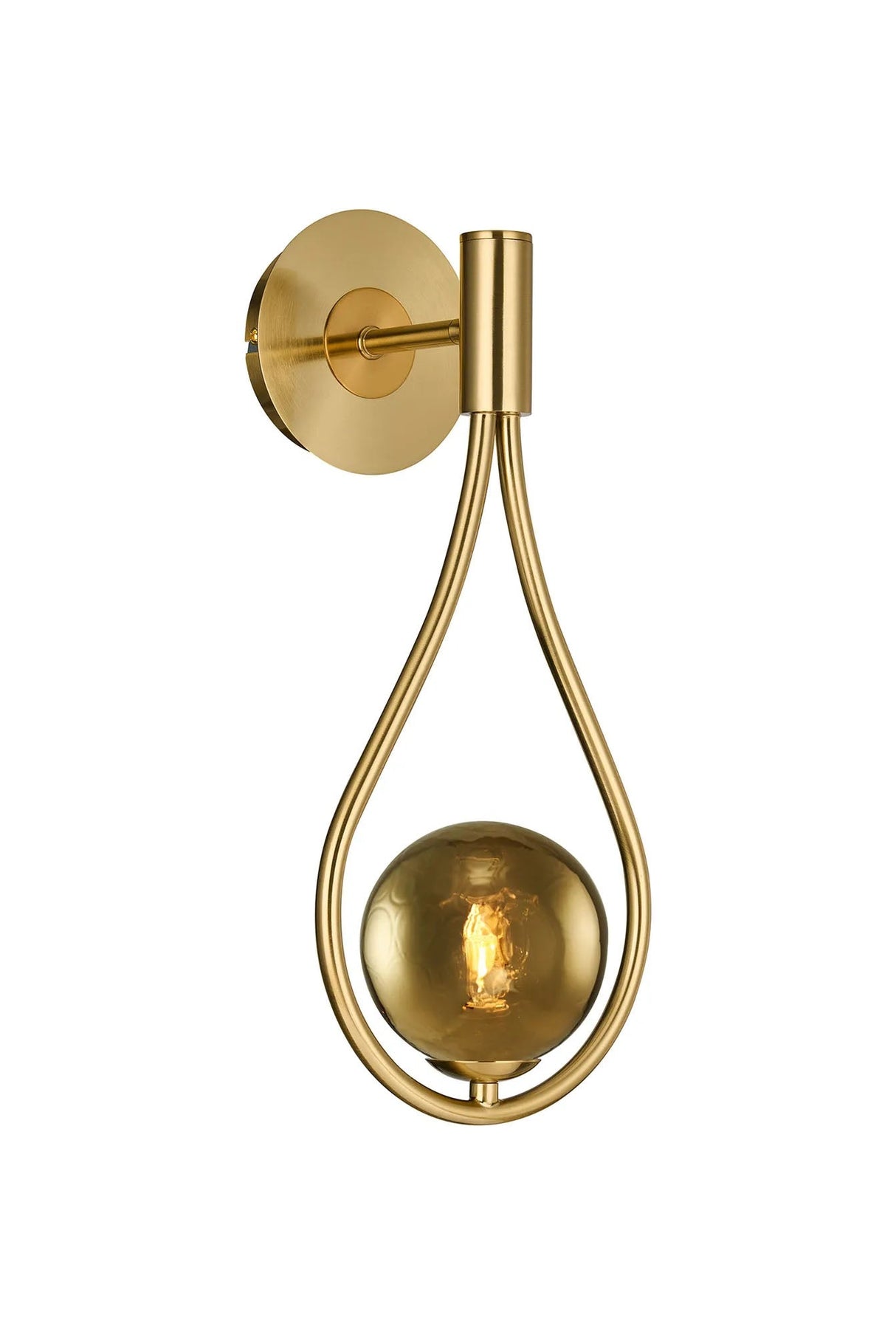 Newton Teardrop Wall Lamp Switched, 1 Light G9, Brass Gold/Gold Rings Pattern Glass