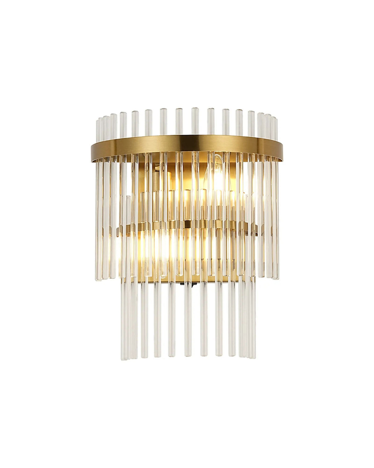 Onien Wall Lamp 2 Light E14, Brass/Clear Glass Rods