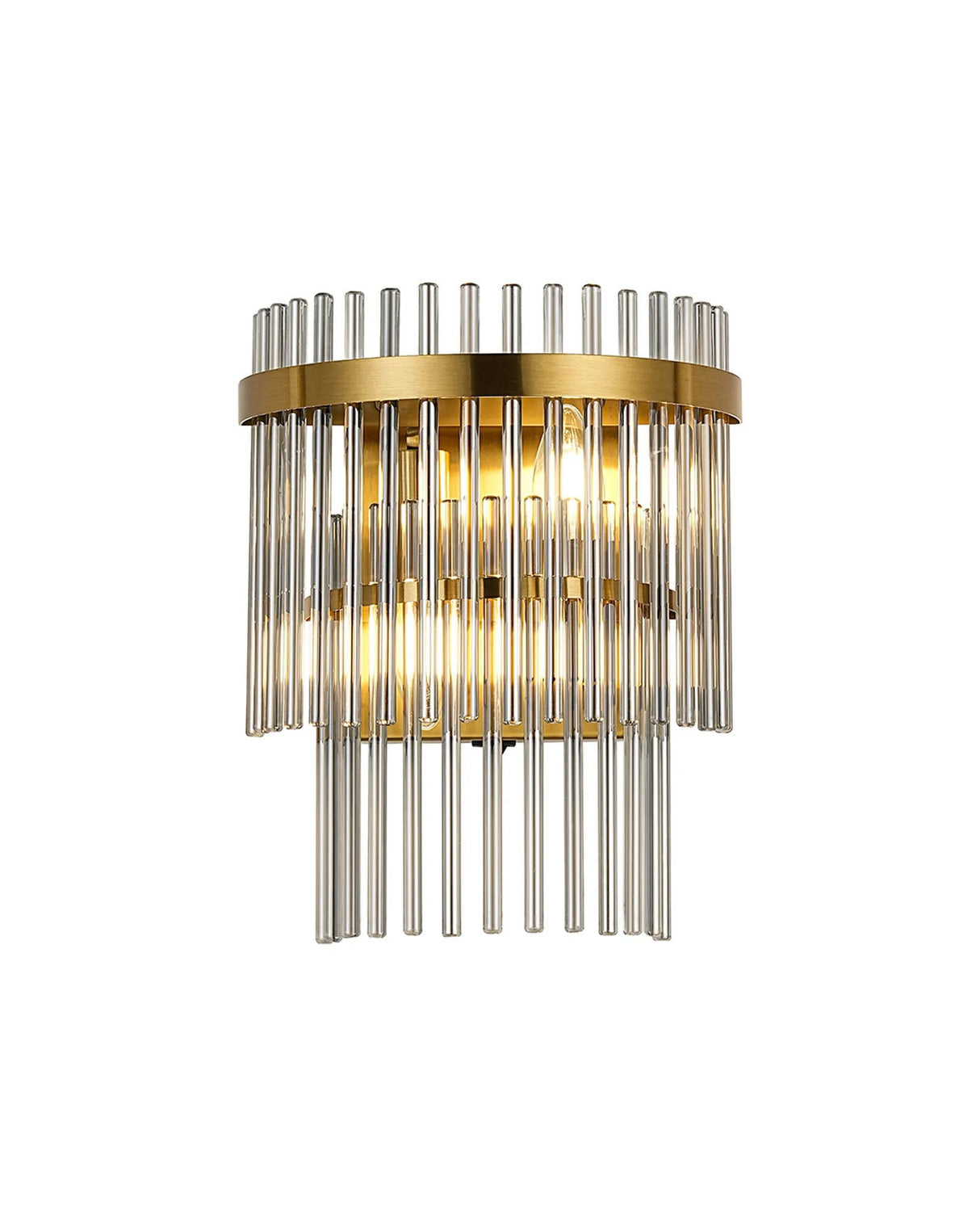 Onien Wall Lamp 2 Light E14, Brass/Smoke Glass Rods