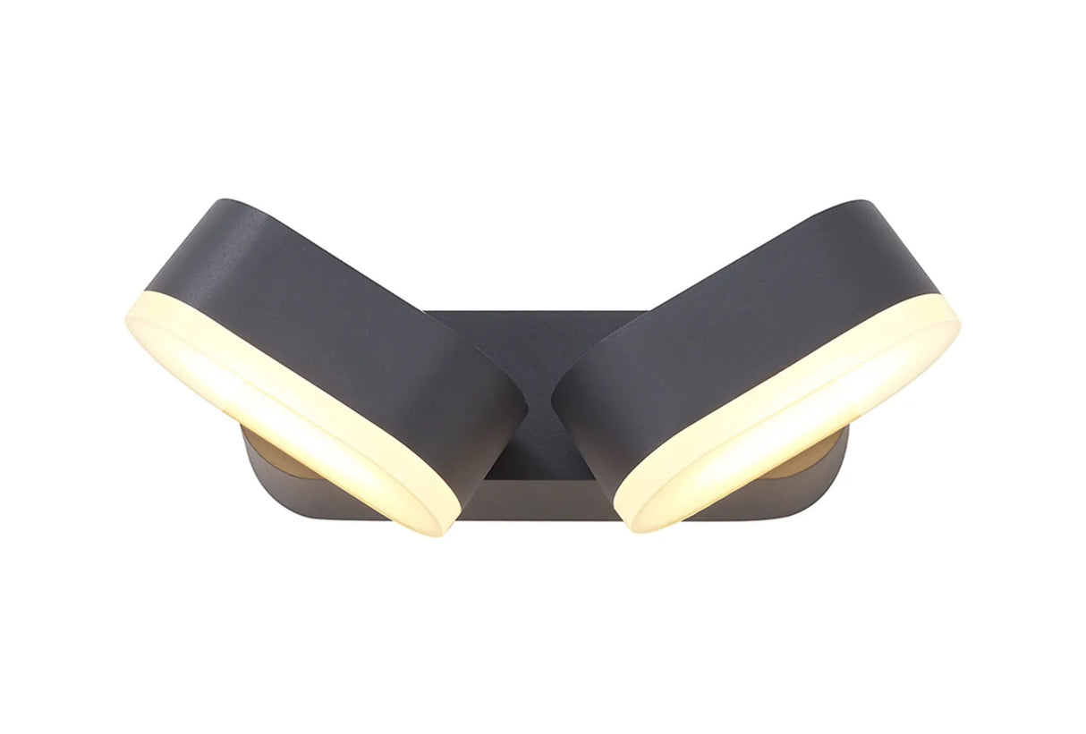 Ord 2 Light Adjustable Wall Lamp, 2 x 6W LED, 3000K, IP54, Anthracite