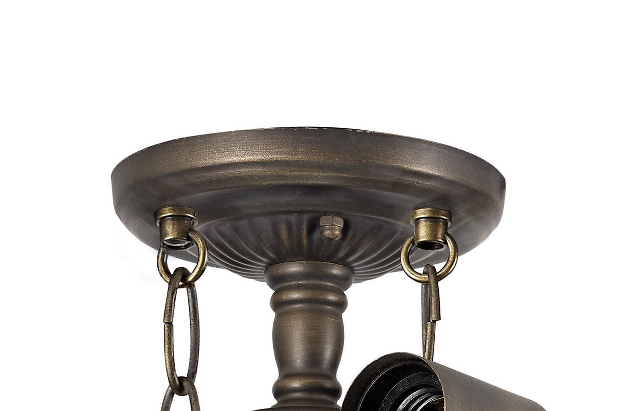 Park Semi Ceiling Kit, 2 x E27, Aged Antique Brass