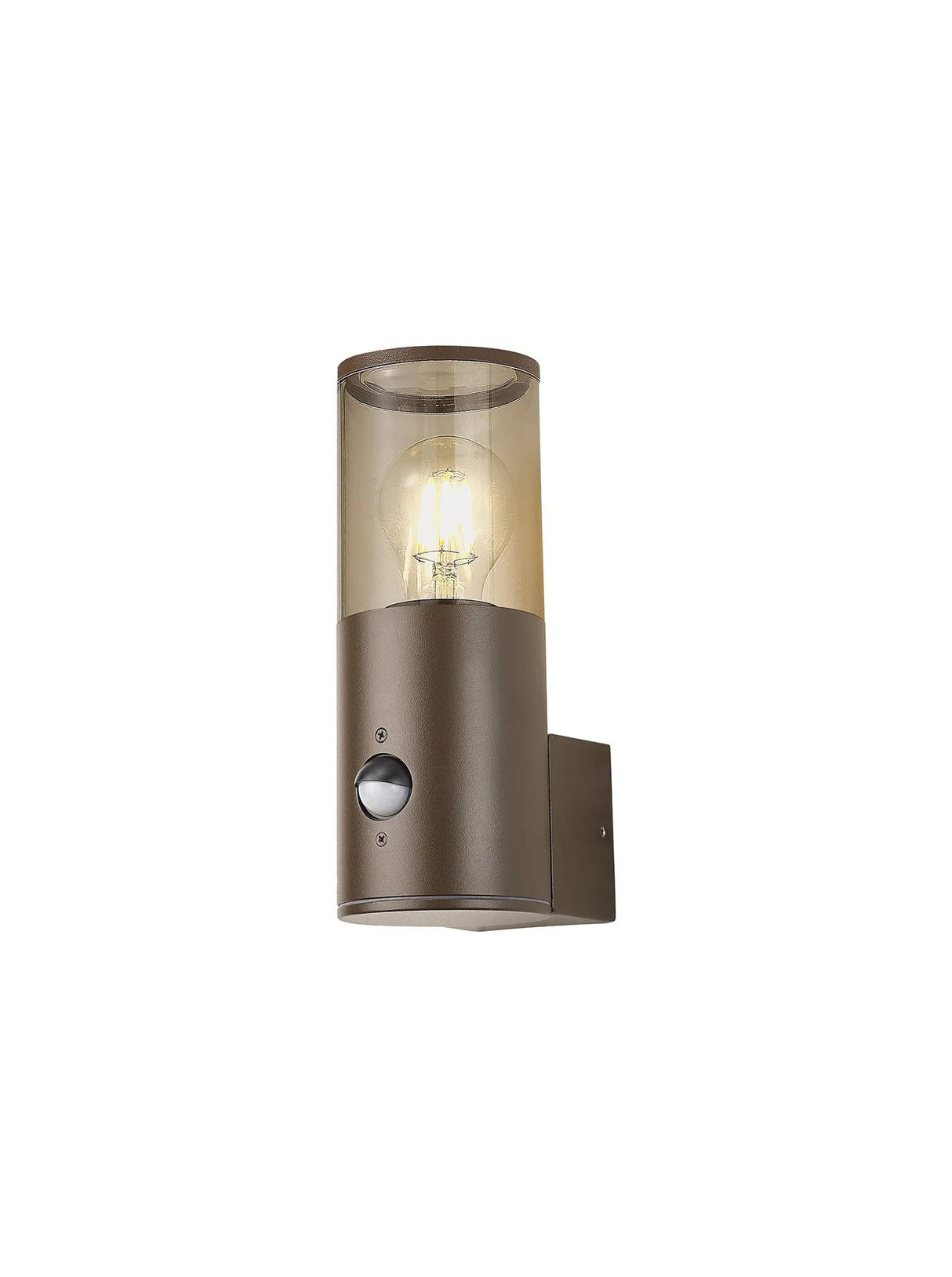 Pascoe Wall Lamp With PIR Sensor 1 x E27, IP54, Matt Brown/Smoked