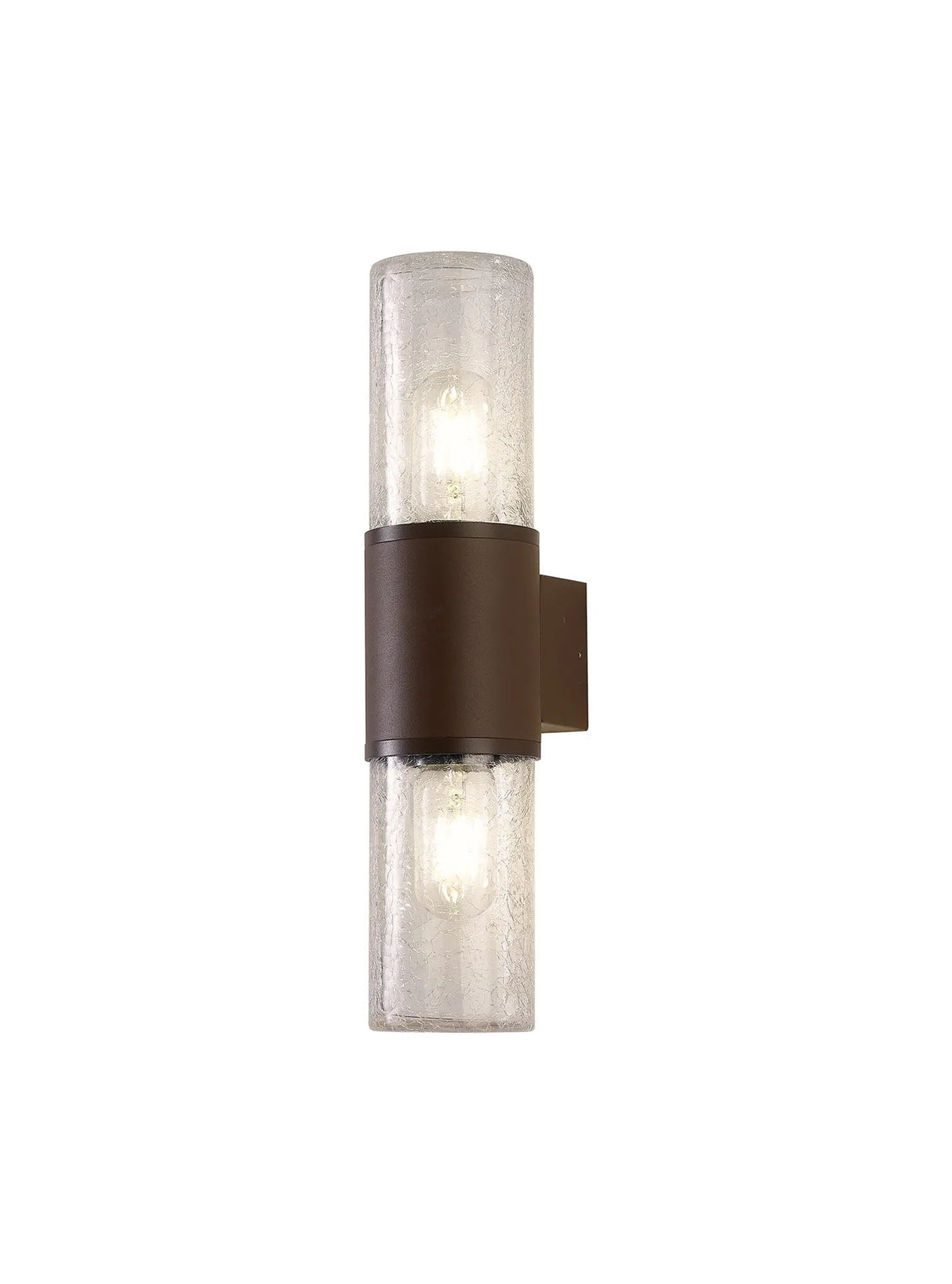 Pascoe Wall Lamp 2 x E27, IP54, Matt Brown/Crackled Clear