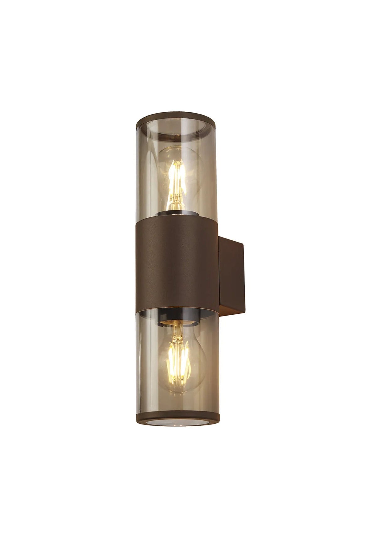 Pascoe Wall Lamp 2 x E27, IP54, Matt Brown/Smoked