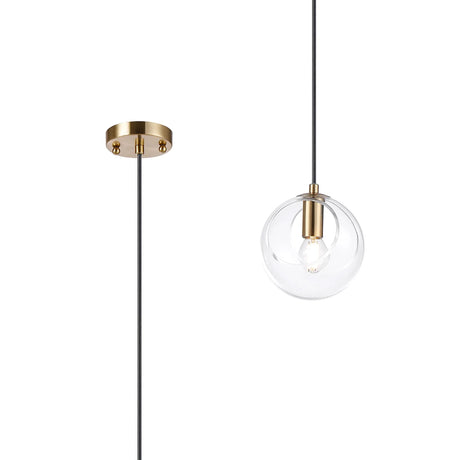 Peters 15cm Single Pendant With Double Cut Glass, 1 x E14, Antique Gold/Clear