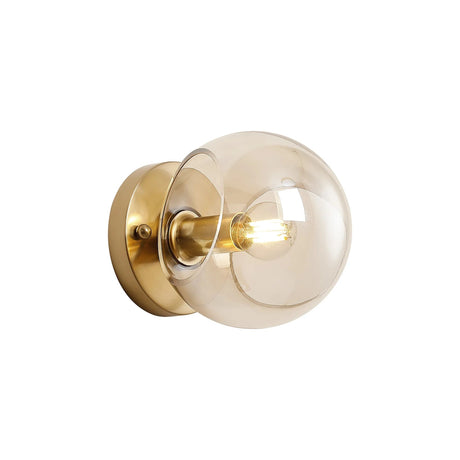 Peters Wall/Ceiling Light With Double Cut Glass, 1 x E14, Antique Gold/Cognac