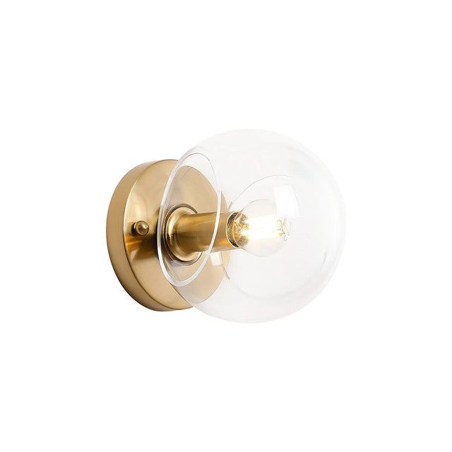 Peters Wall/Ceiling Light With Double Cut Glass, 1 x E14, Antique Gold/Clear