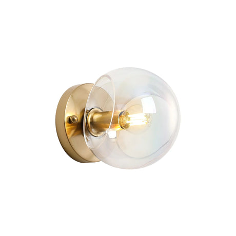 Peters Wall/Ceiling Light With Double Cut Glass, 1 x E14, Antique Gold/Iridescent