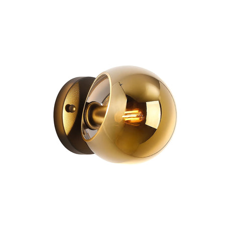 Peters Wall Lamp With Double Cut Glass, 1 x E14, Satin Black/Gold