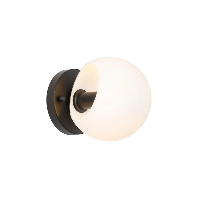 Peters Wall Lamp With Double Cut Glass, 1 x E14, Satin Black/Opal
