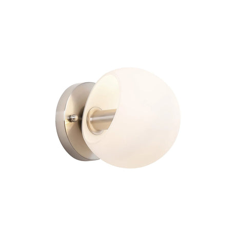 Peters Wall Lamp With Double Cut Glass, 1 x E14, Satin Nickel/Opal