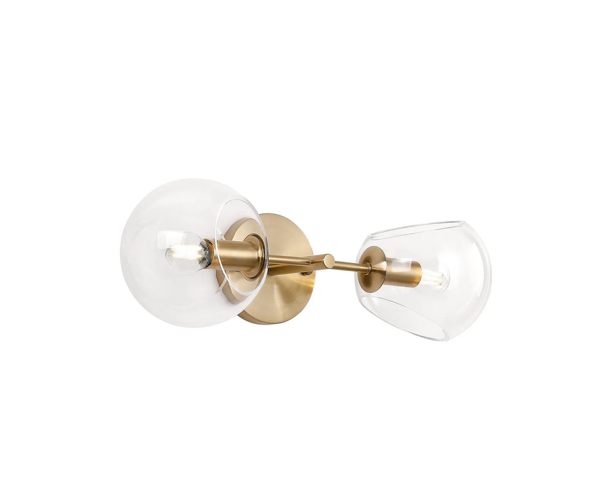 Peters Wall/Ceiling Light With Double Cut Glass, 2 x E14, Antique Gold/Clear