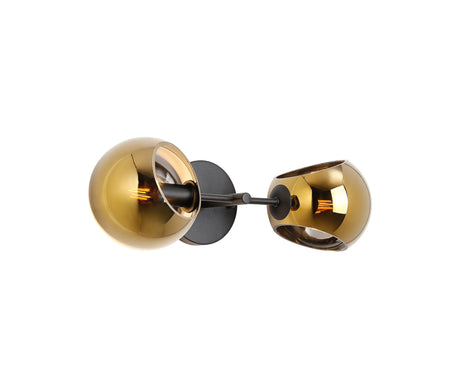 Peters Wall Lamp With Double Cut Glass, 2 x E14, Satin Black/Gold