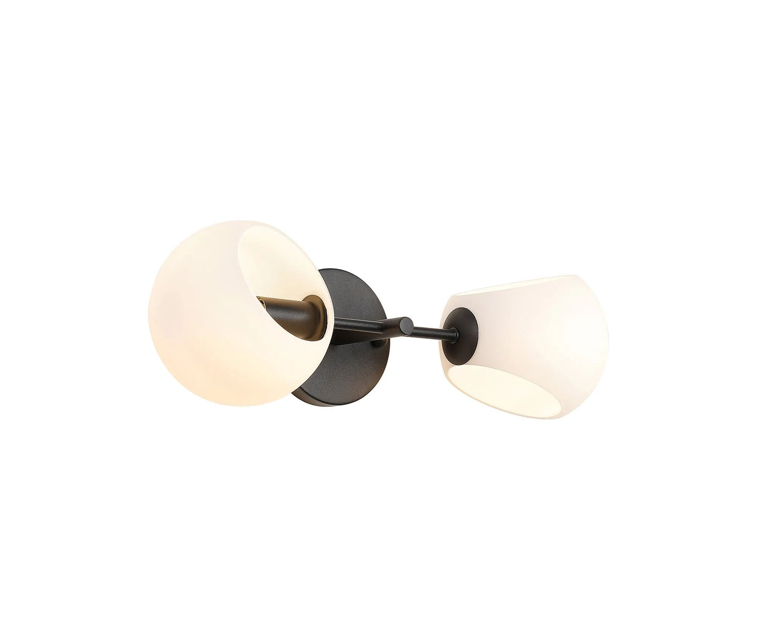 Peters Wall Lamp With Double Cut Glass, 2 x E14, Satin Black/Opal