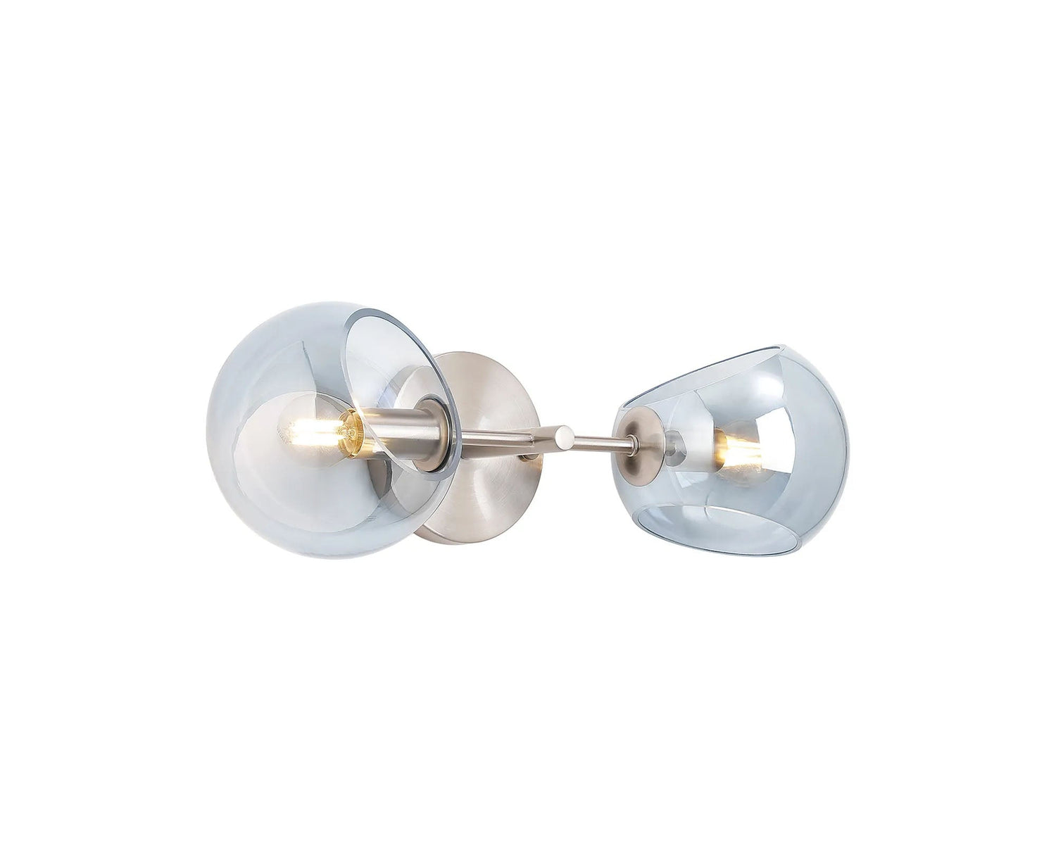Peters Wall Lamp With Double Cut Glass, 2 x E14, Satin Nickel/Blue