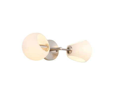 Peters Wall Lamp With Double Cut Glass, 2 x E14, Satin Nickel/Opal