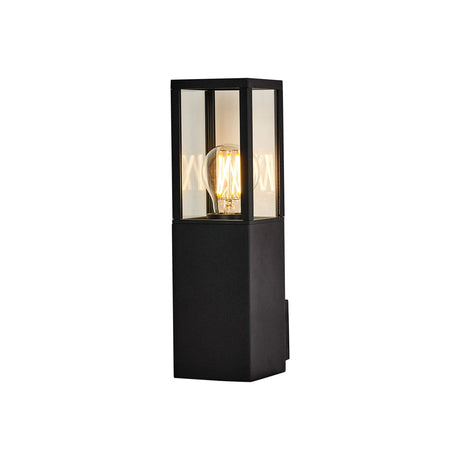 Pickering Flush Upward Wall Lamp, 1 x E27, IP54, Graphite Black