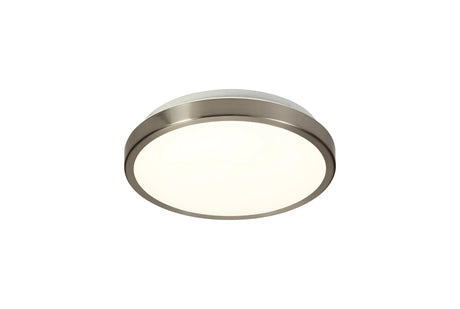 Pitt Ceiling, 12W LED, 4000K, 3-Step-Dimmable, IP44, Satin Nickel/White