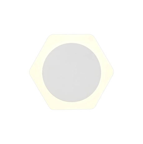 Proctor Magnetic Base Wall Lamp, 12W LED 3000K 15cm Round 19cm Horizontal Hexagonal Centre, Sand White/Acrylic Frosted Diffuser