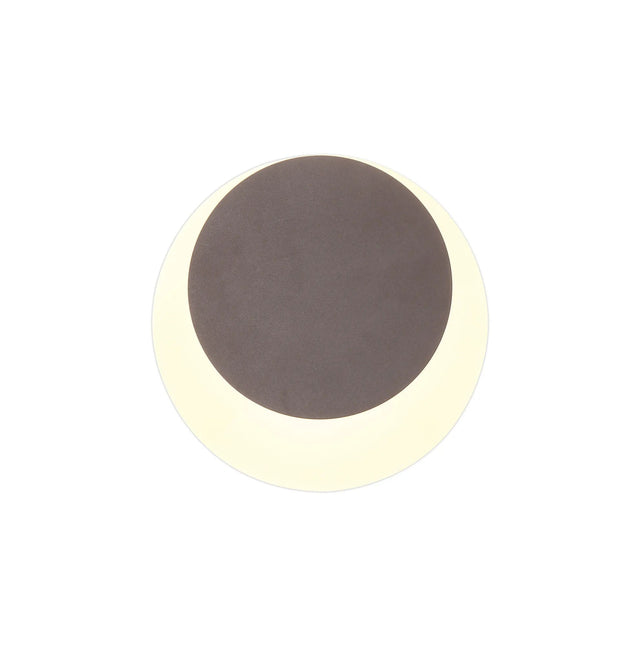 Proctor Magnetic Base Wall Lamp, 12W LED 3000K 15/19cm Round Top Offset, Coffee/Acrylic Frosted Diffuser