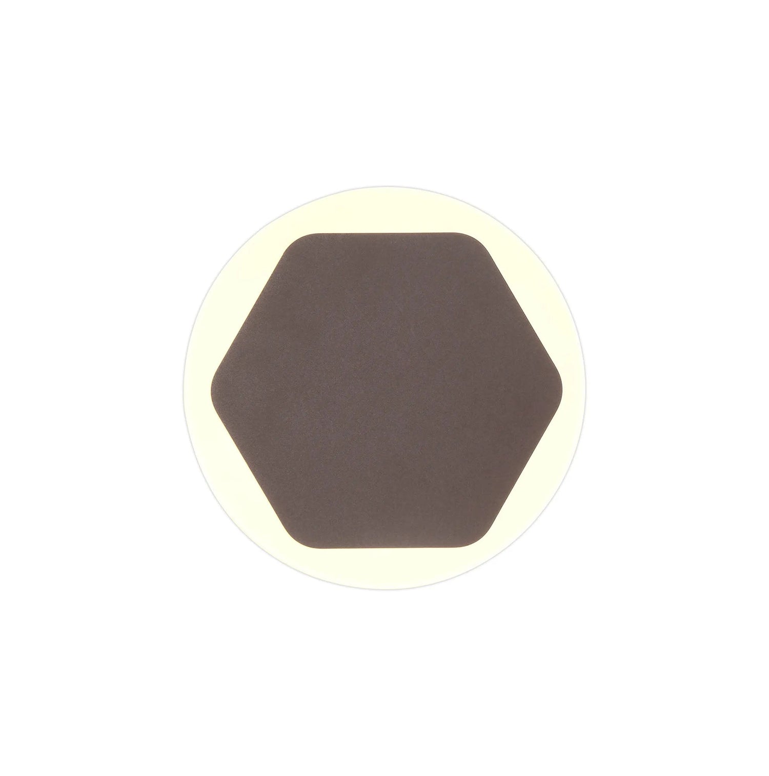 Proctor Magnetic Base Wall Lamp, 12W LED 3000K 15cm Horizontal Hexagonal 19cm Round Centre, Coffee/Acrylic Frosted Diffuser
