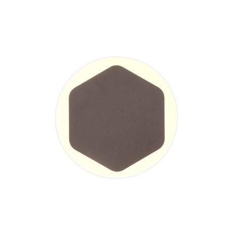 Proctor Magnetic Base Wall Lamp, 12W LED 3000K 15cm Vertical Hexagonal 19cm Round Centre, Coffee/Acrylic Frosted Diffuser