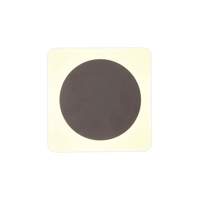 Proctor Magnetic Base Wall Lamp, 12W LED 3000K 15cm Round 19cm Square Centre, Coffee/Acrylic Frosted Diffuser