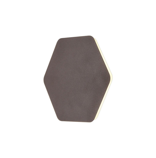 Proctor Magnetic Base Wall Lamp, 12W LED 3000K 20/19cm Horizontal Hexagonal Centre, Coffee/Acrylic Frosted Diffuser