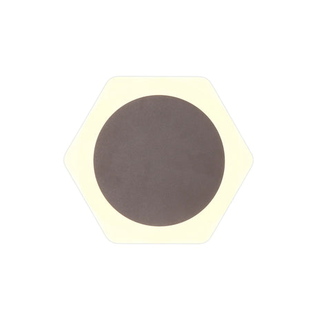 Proctor Magnetic Base Wall Lamp, 12W LED 3000K 15cm Round 19cm Horizontal Hexagonal Centre, Coffee/Acrylic Frosted Diffuser