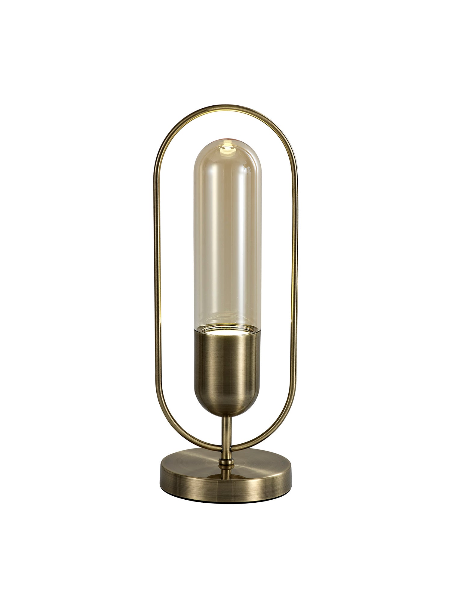 Rae Table Lamp, 1 x 7W LED, 4000K, 790lm, Antique Brass/Amber, 3yrs Warranty