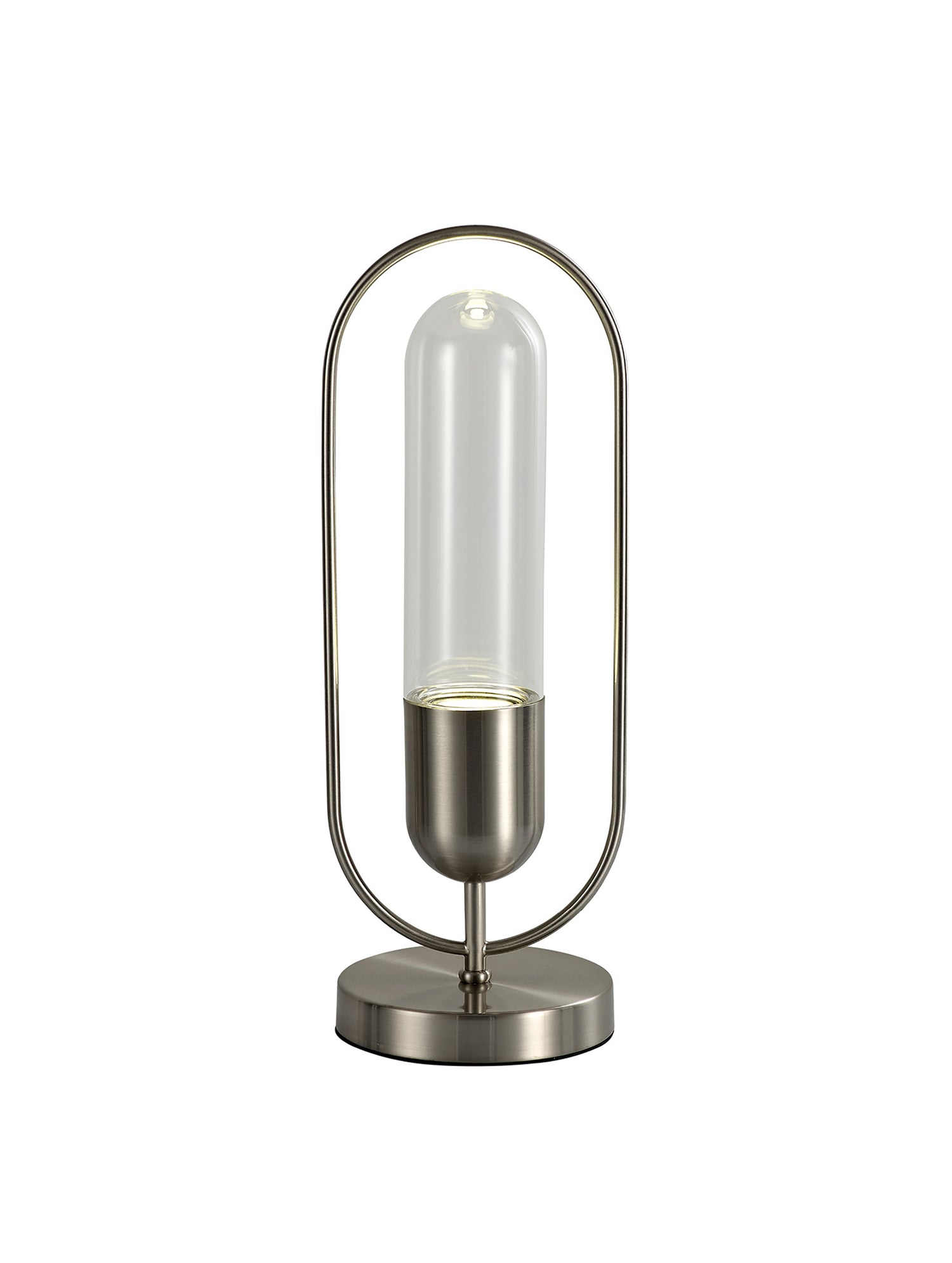 Rae Table Lamp, 1 x 7W LED, 4000K, 790lm, Satin Nickel/Clear, 3yrs Warranty
