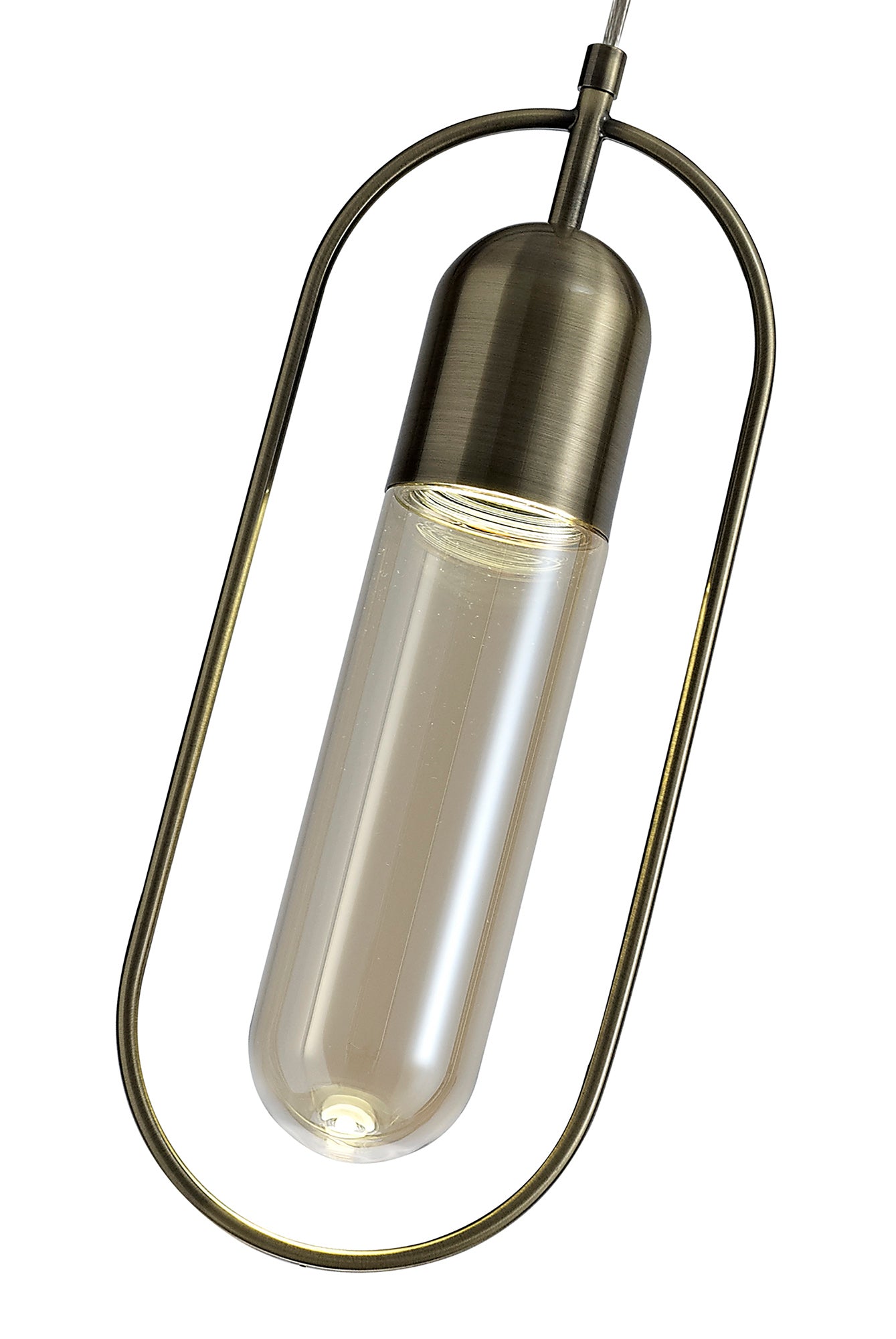 Rae Rectangular Pendant, 1 x 7W LED, 4000K, 790lm, Antique Brass/Amber, 3yrs Warranty