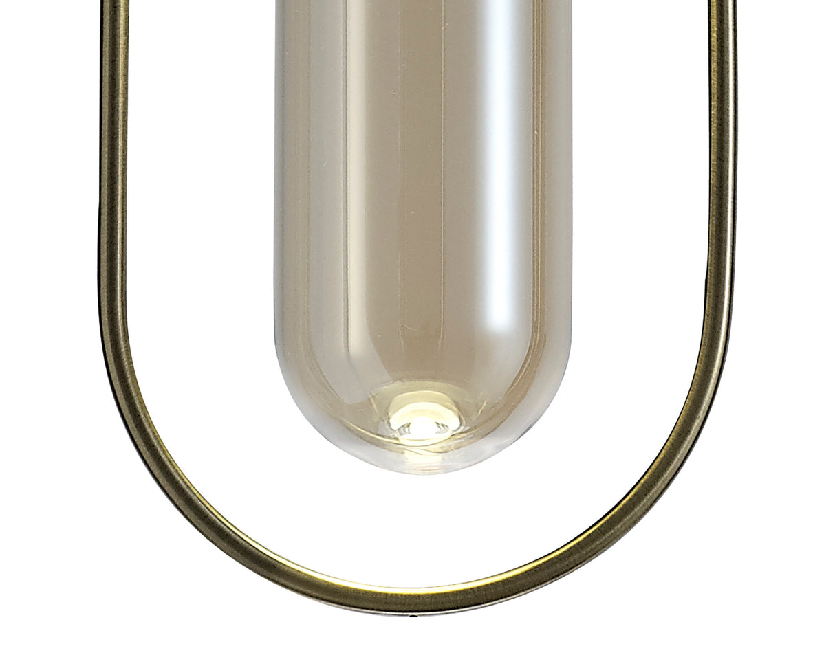 Rae Rectangular Pendant, 1 x 7W LED, 4000K, 790lm, Antique Brass/Amber, 3yrs Warranty