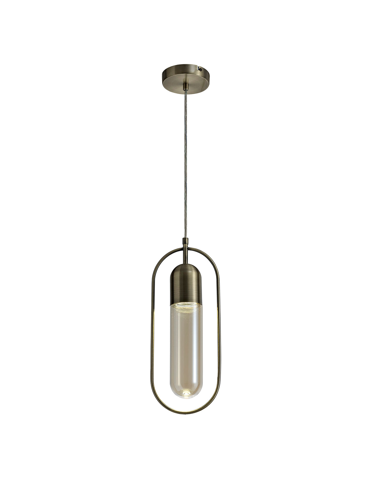 Rae Rectangular Pendant, 1 x 7W LED, 4000K, 790lm, Antique Brass/Amber, 3yrs Warranty