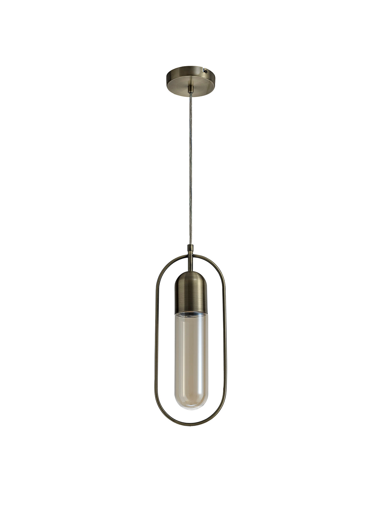 Rae Rectangular Pendant, 1 x 7W LED, 4000K, 790lm, Antique Brass/Amber, 3yrs Warranty
