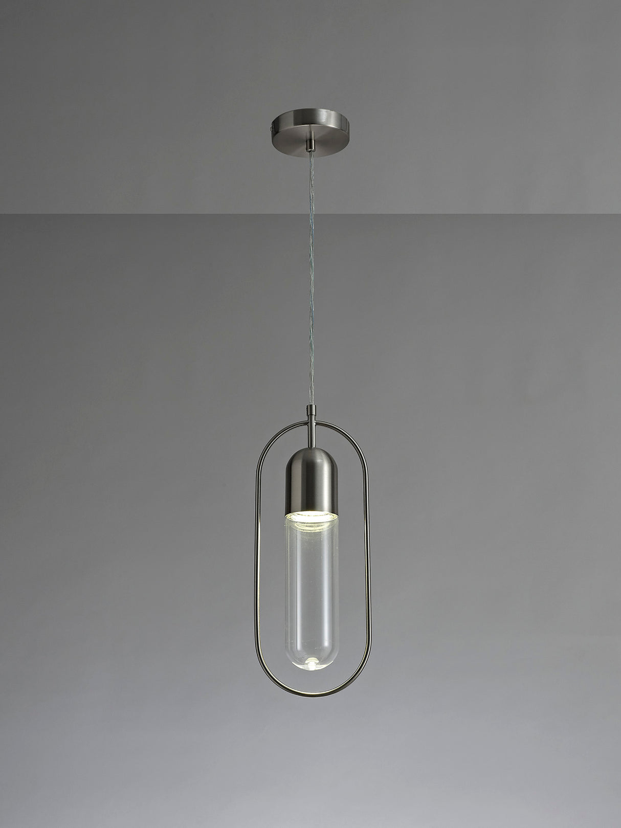 Rae Pendant, 1 x 7W LED, 4000K, 790lm, Satin Nickel/Clear, 3yrs Warranty