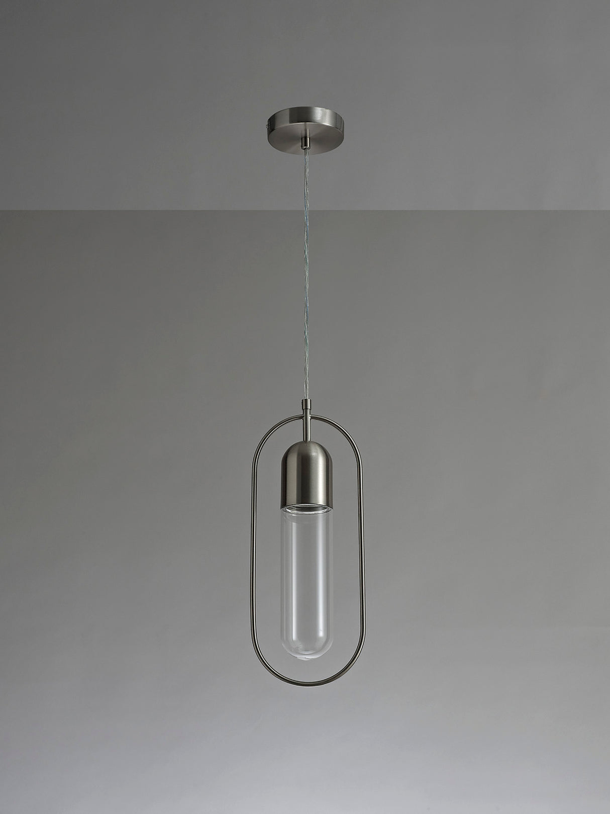 Rae Pendant, 1 x 7W LED, 4000K, 790lm, Satin Nickel/Clear, 3yrs Warranty