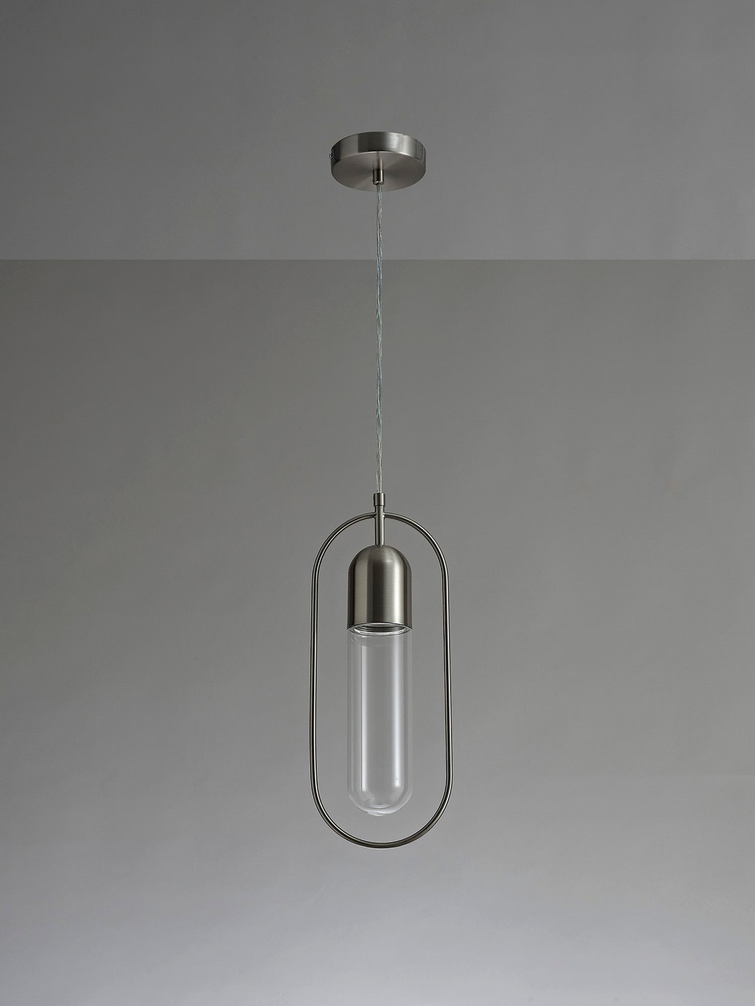 Rae Pendant, 1 x 7W LED, 4000K, 790lm, Satin Nickel/Clear, 3yrs Warranty