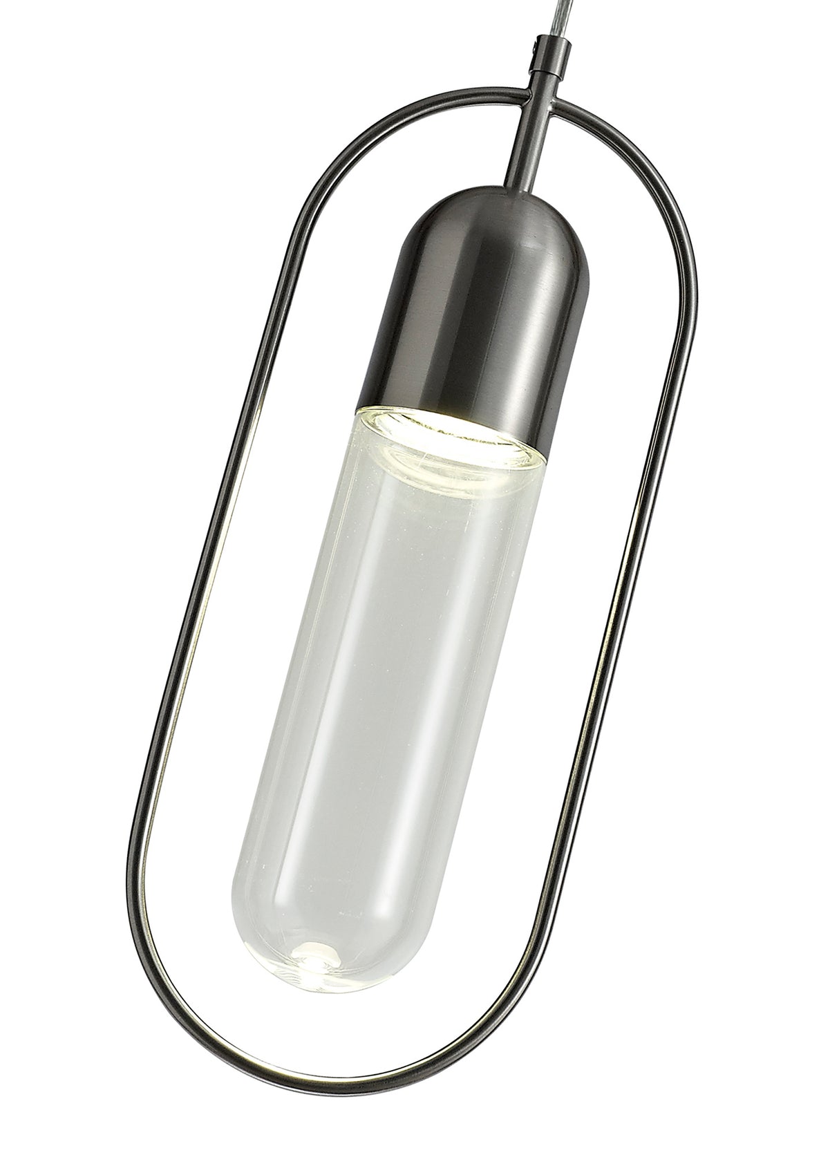 Rae Pendant, 1 x 7W LED, 4000K, 790lm, Satin Nickel/Clear, 3yrs Warranty
