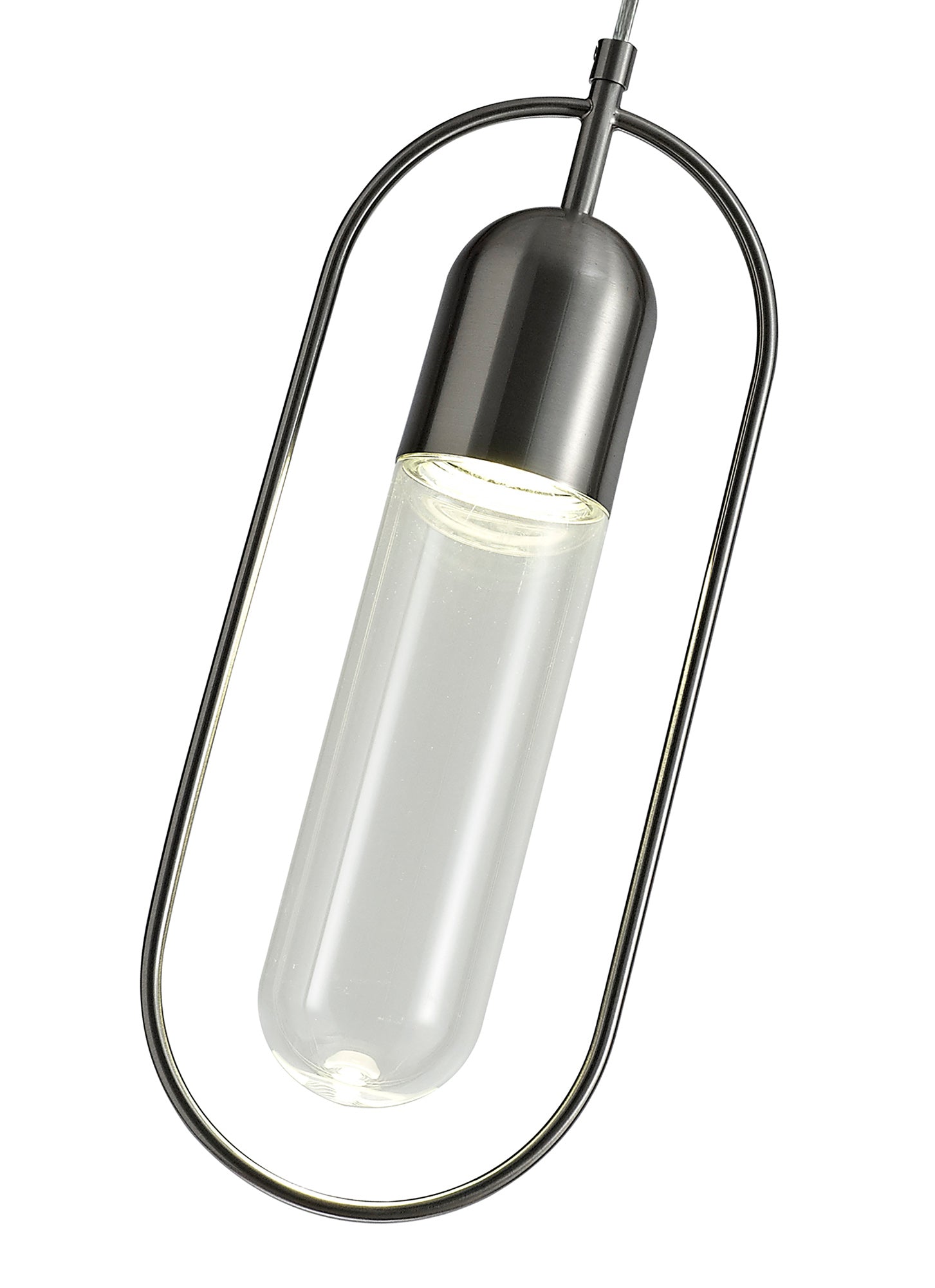 Rae Pendant, 1 x 7W LED, 4000K, 790lm, Satin Nickel/Clear, 3yrs Warranty