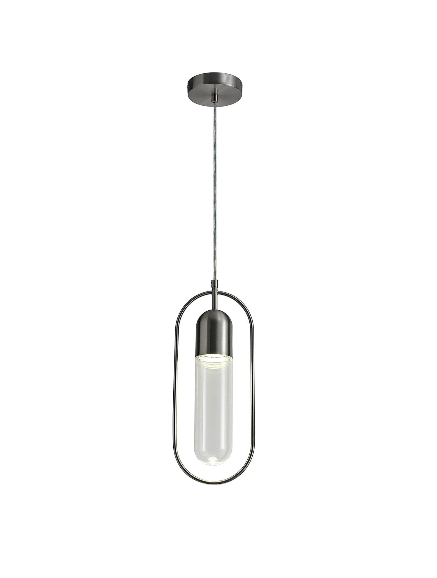 Rae Pendant, 1 x 7W LED, 4000K, 790lm, Satin Nickel/Clear, 3yrs Warranty