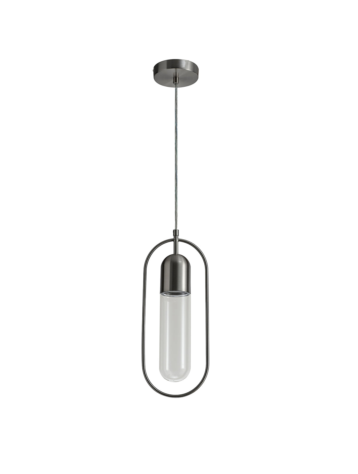 Rae Pendant, 1 x 7W LED, 4000K, 790lm, Satin Nickel/Clear, 3yrs Warranty